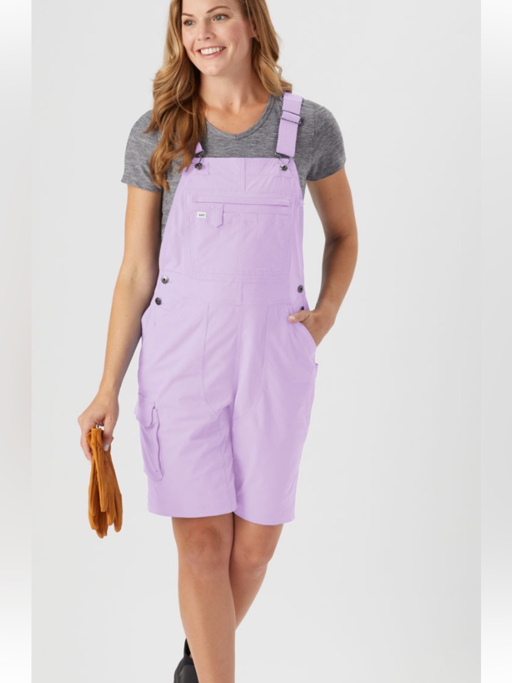 Duluth Trading Women's Heirloom Gardening Shortalls 10" Inseam in Lilac Large
